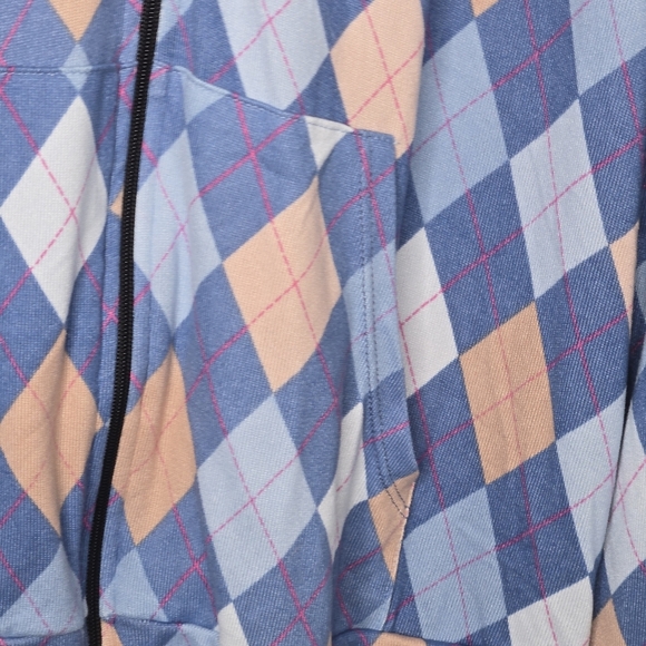 Blumin Womens Argyle Metallic Polka Dot Contrast Double Hood Full Zip Jacket 1XL - Picture 3 of 7